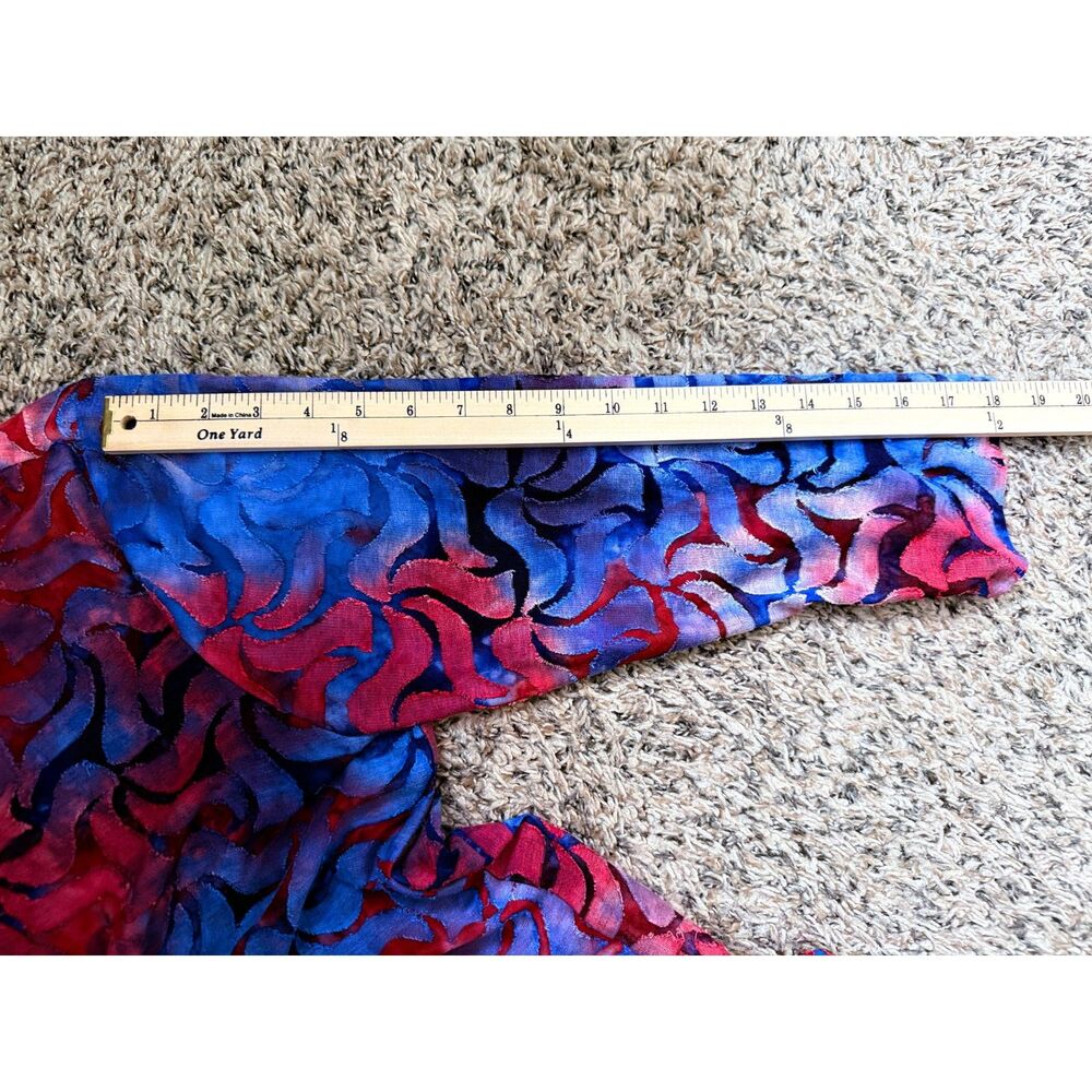 Karen Kane Velvet Burnout Floral Blouse - Size XL - Blue & Red Boho Top - Picture 7 of 7